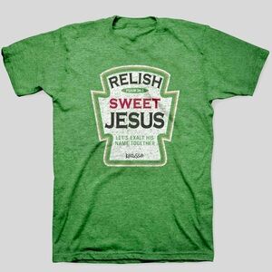 Christian Tshirt Relish‎ Tee Green Unisex XL Funny Jesus Shirt Kerusso